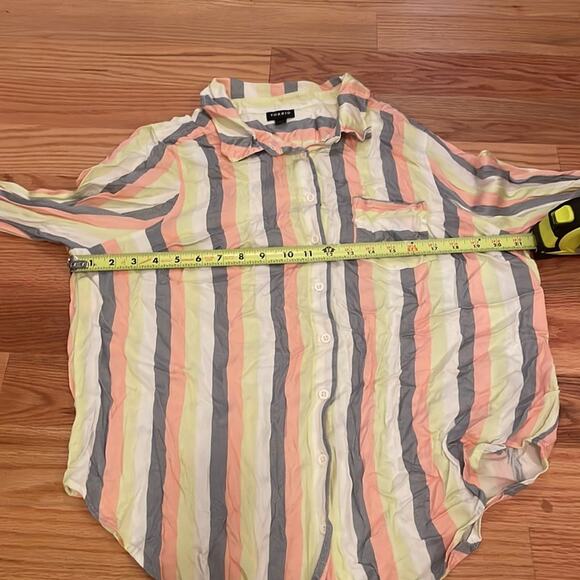 Torrid Multi Stripe Long Sleeve Button Down Shirt size 1 - Picture 7 of 8